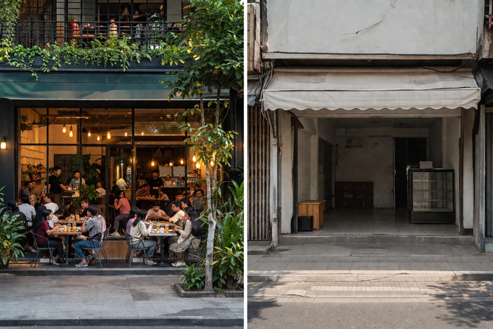Tempat makan modern dan lama