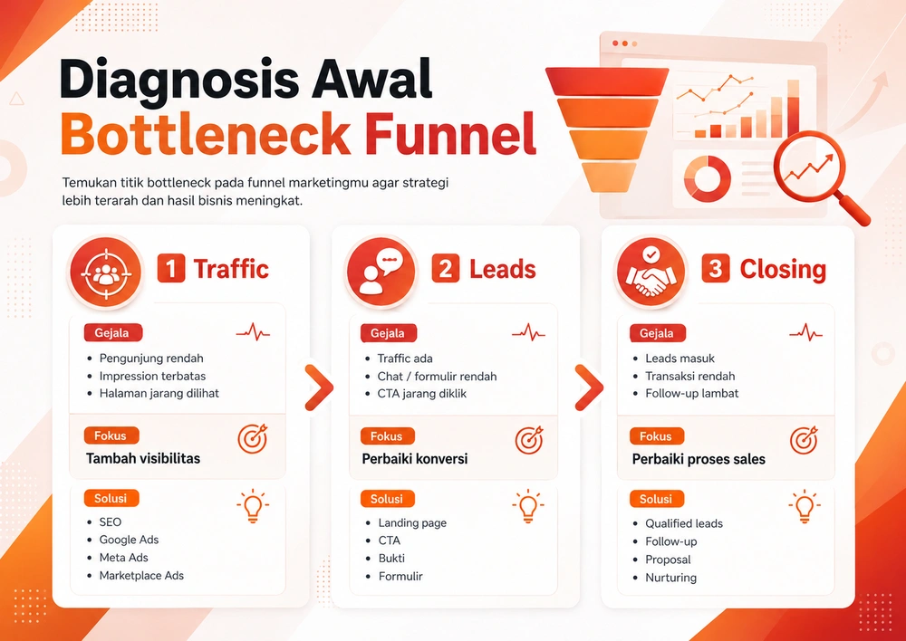 Diagnosis awal bottleneck funnel