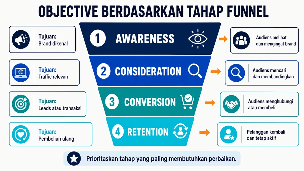 Objective berdasarkan tahap funnel