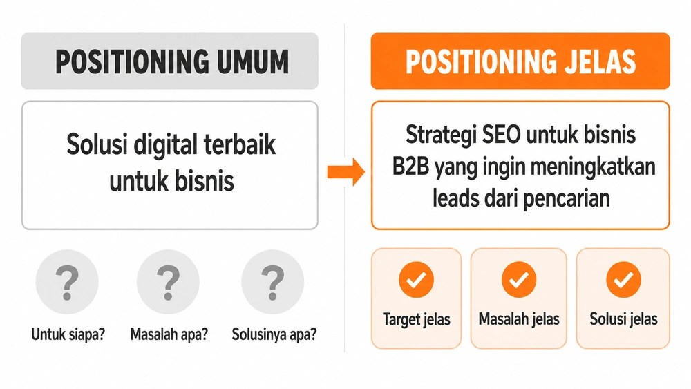 Perbandingan positioning umun dan jelas